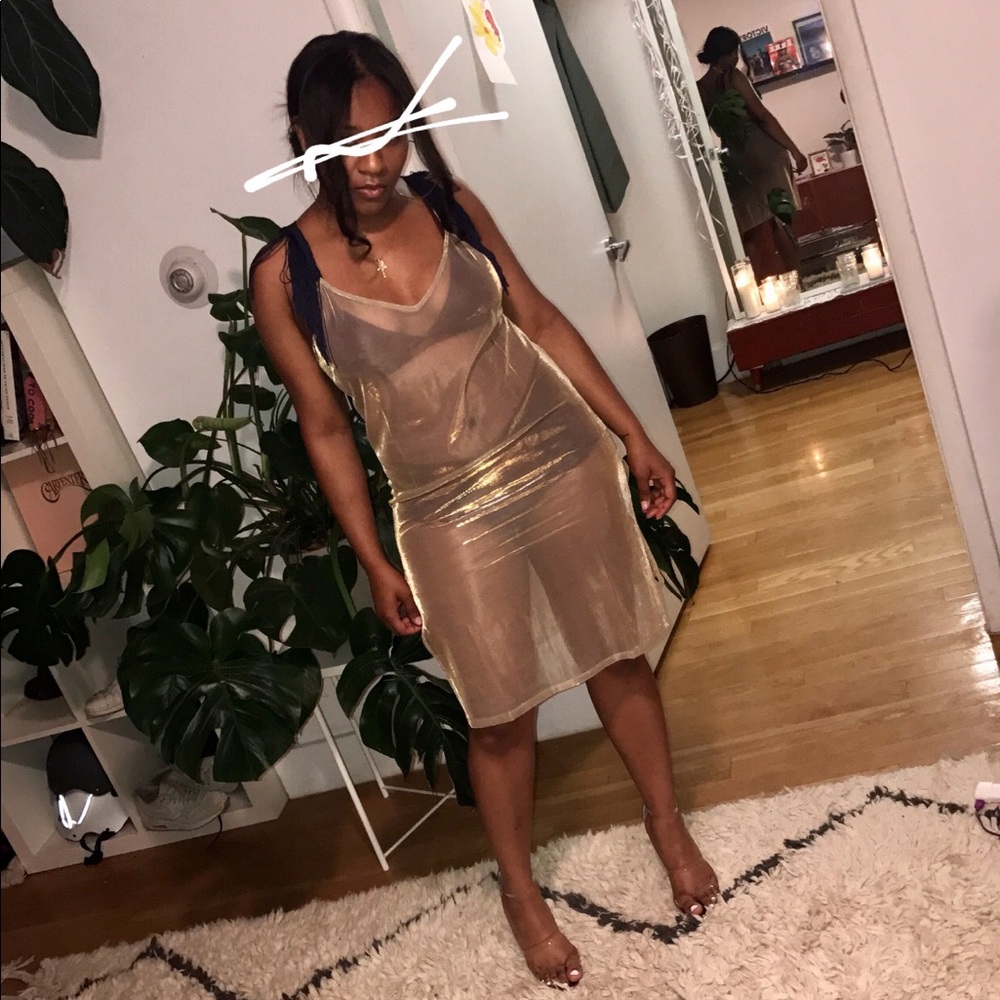 Metallic Mesh Fringe Dress